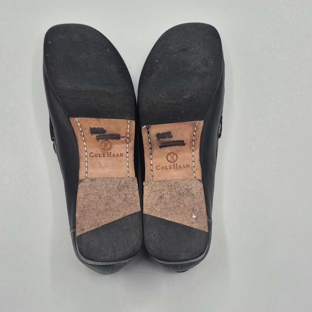 Cole Haan Black Leather Slip-On Loafers with Stud Accents - Picture 3 of 4